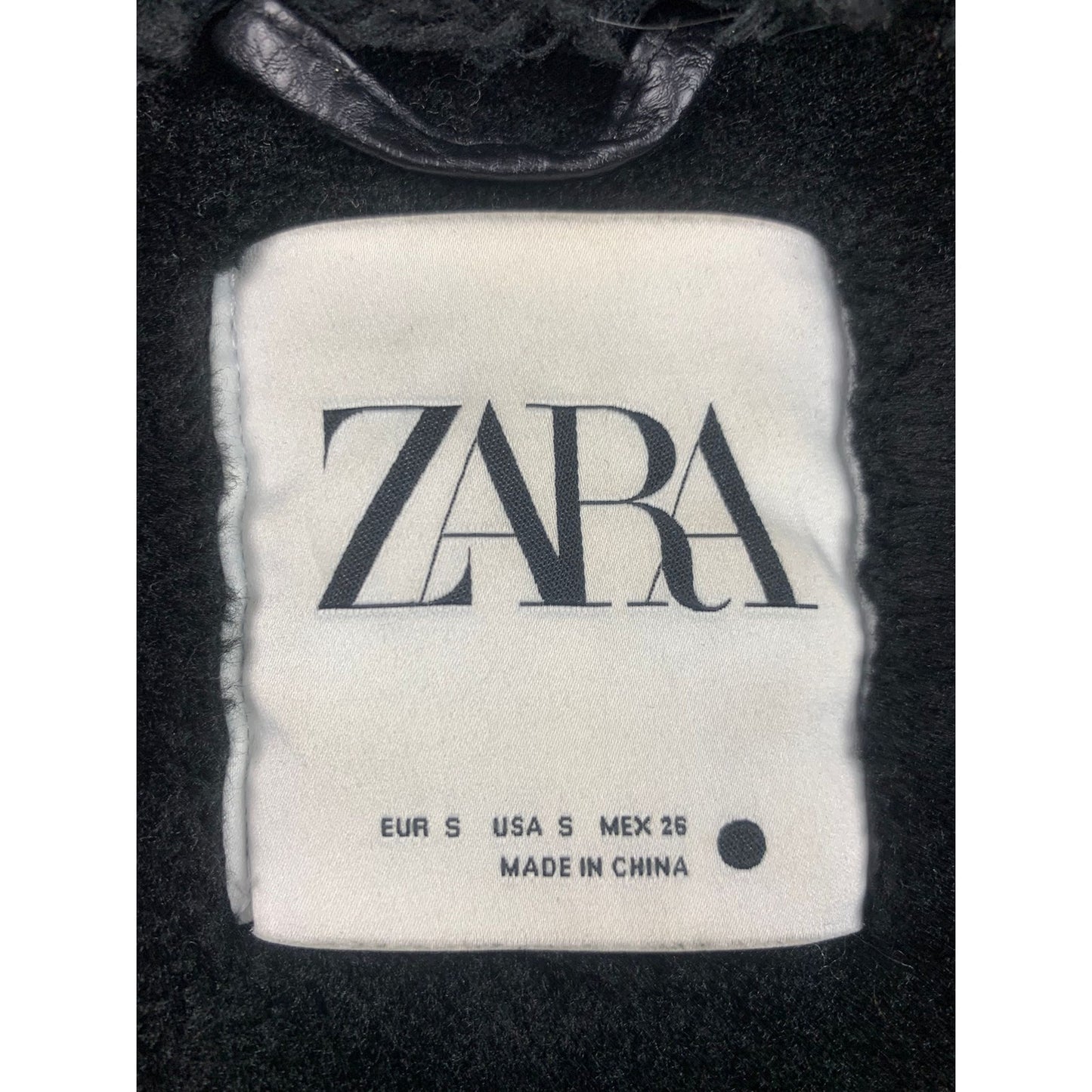 Zara Women's Small Black Faux Fur Aviator Jacket