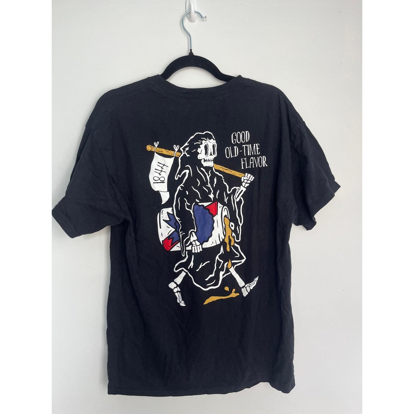 Pabst Blue Ribbon T Shirt Men L Black Graphic Beer Logo Cotton