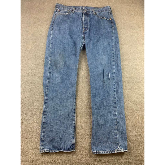 Levis 501 Jeans Men's W34 L32 Blue Classic Straight Leg Button Fly