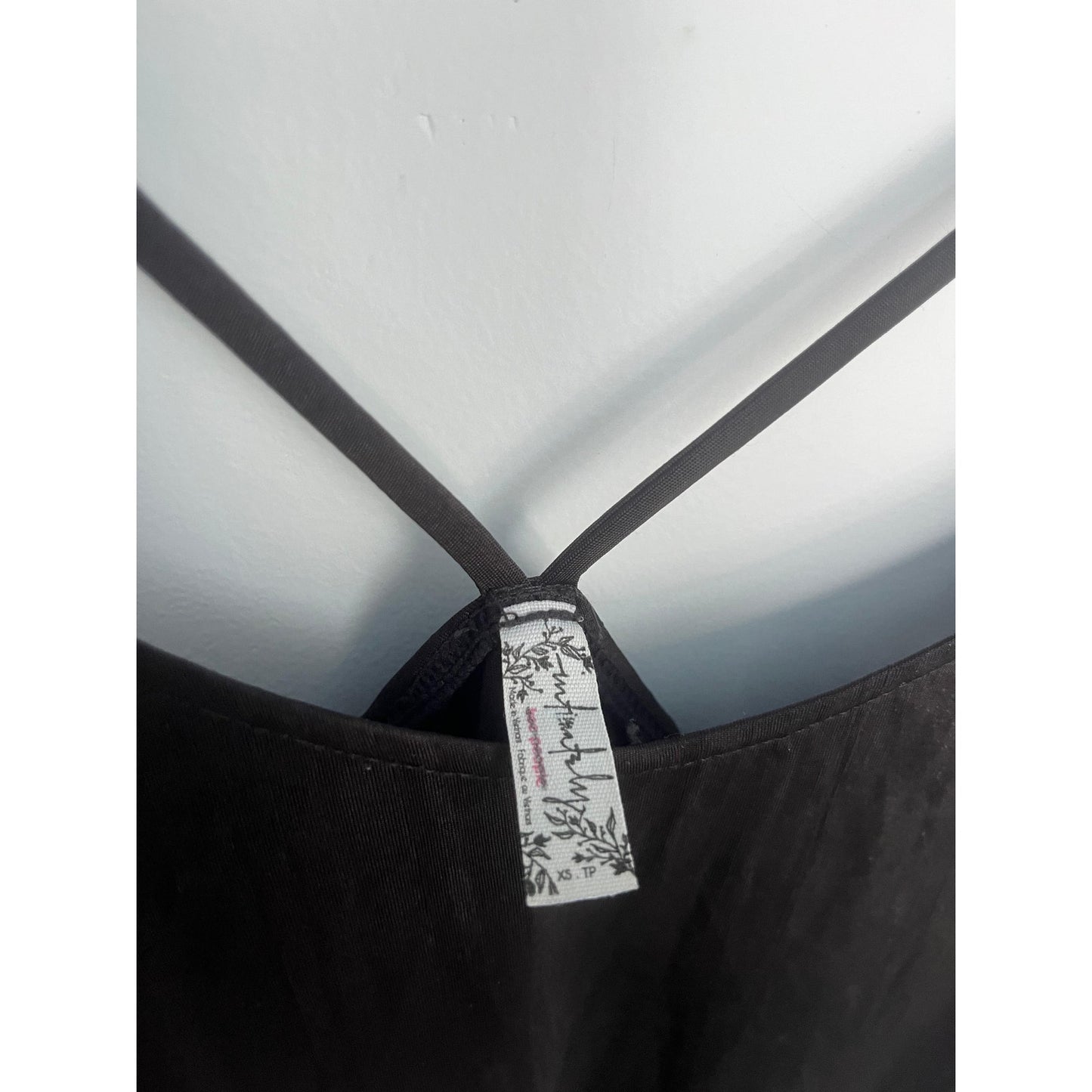 Free people Slip Dress Women XS Black Satin Crinkle Strappy Maxi