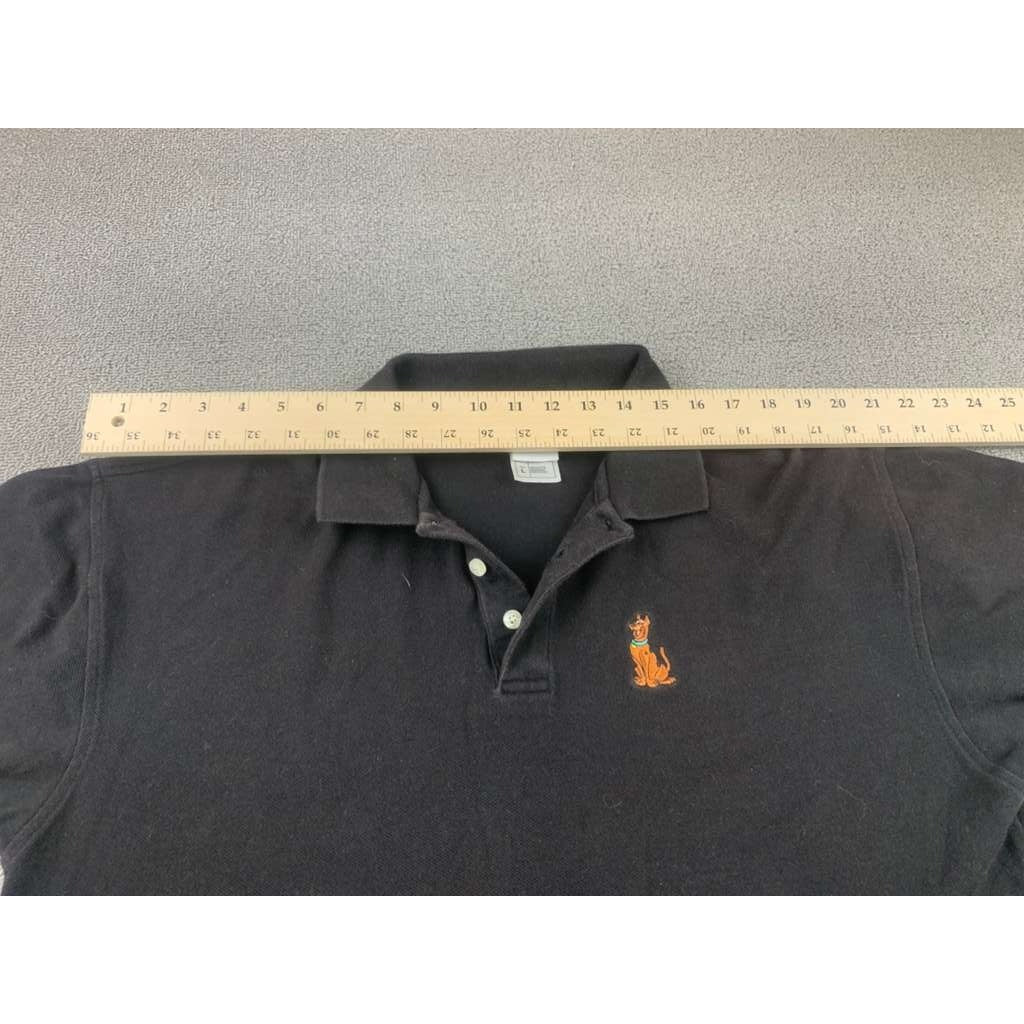 Scooby-Doo Warner Bros Studio Store Crew Polo Black Men L Year 2000 Vintage Y2K