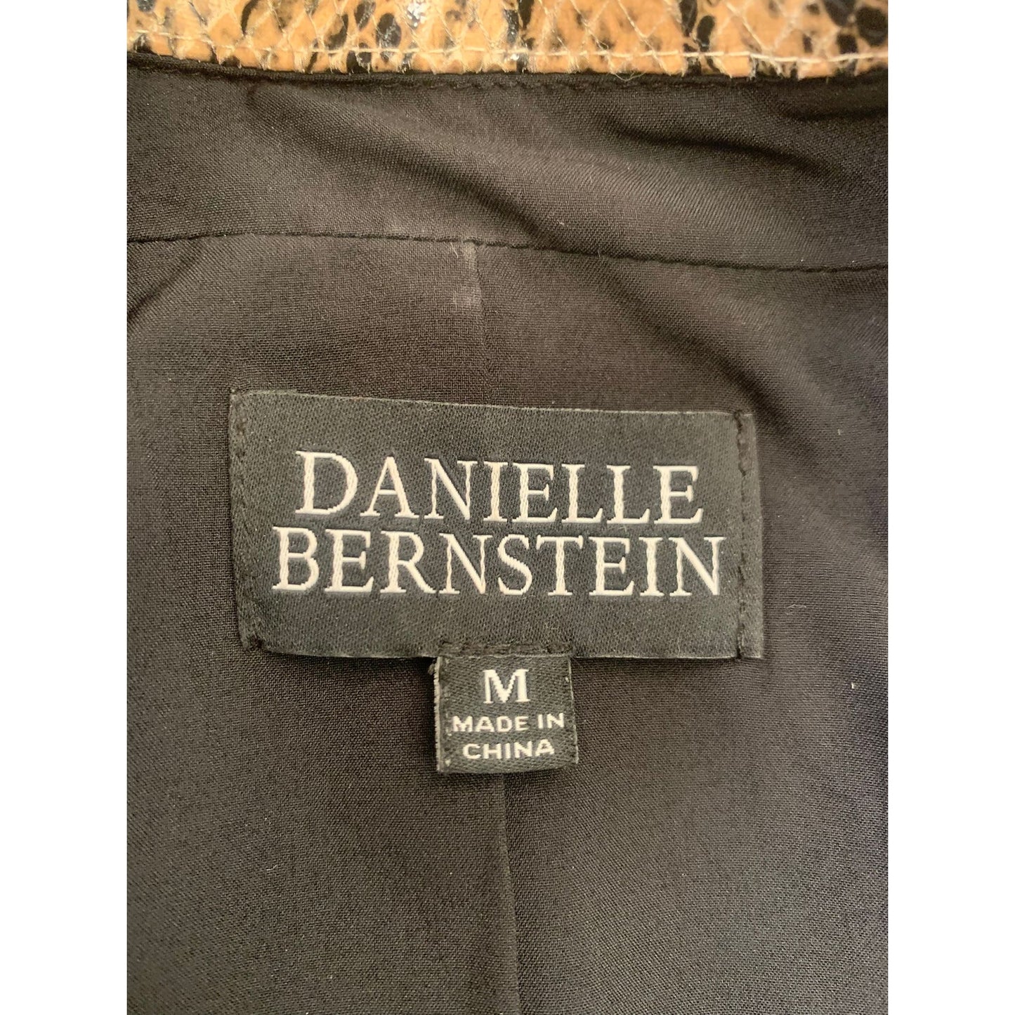 Danielle Bernstein Women's M Snake Print Tan Brown Black Blazer Faux Snake Skin
