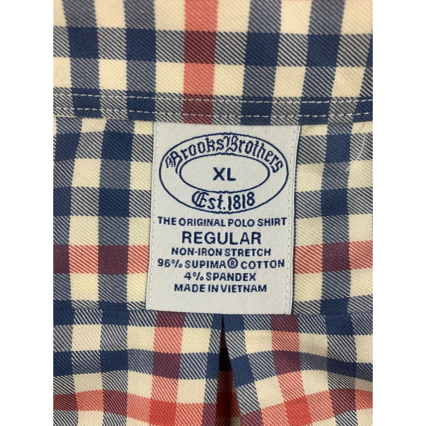 Y2K Brooks Brothers Shirt Men's XL Red Blue Check Button Up 346 Casual Preppy