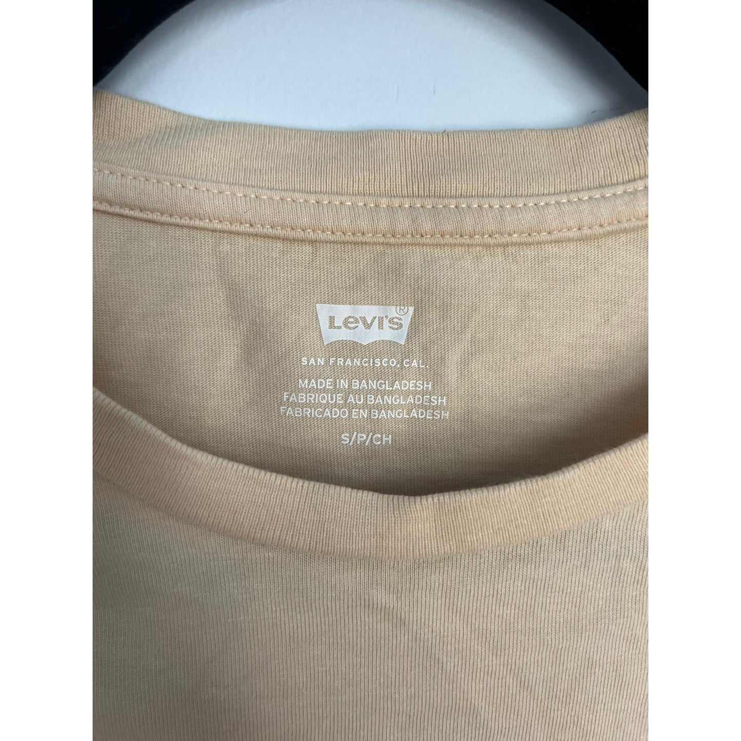 Levis Logo T Shirt Women Small Beige Short Sleeve Crewneck Cotton Tee