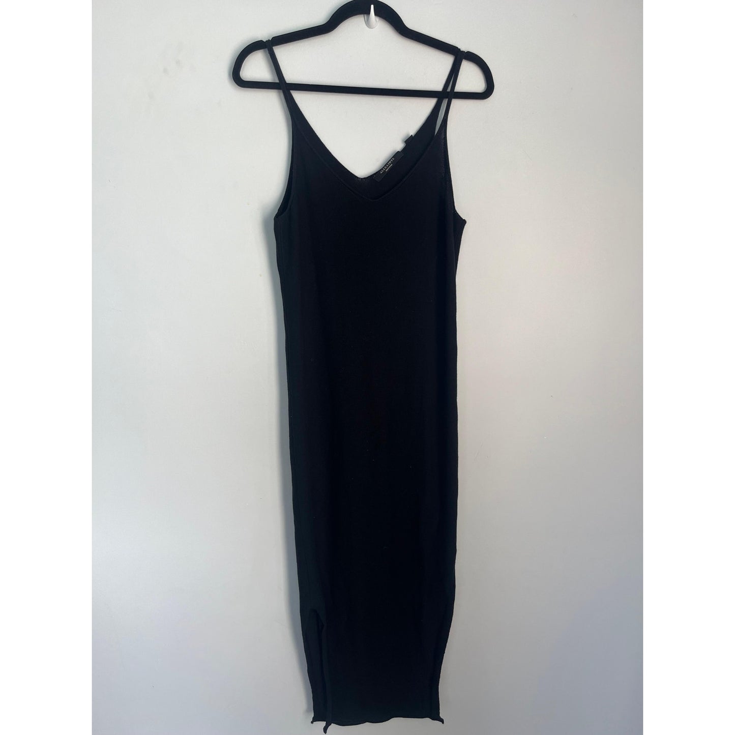 AllSaints Knit Midi Dress Women Medium Black Sleeveless Minimalist