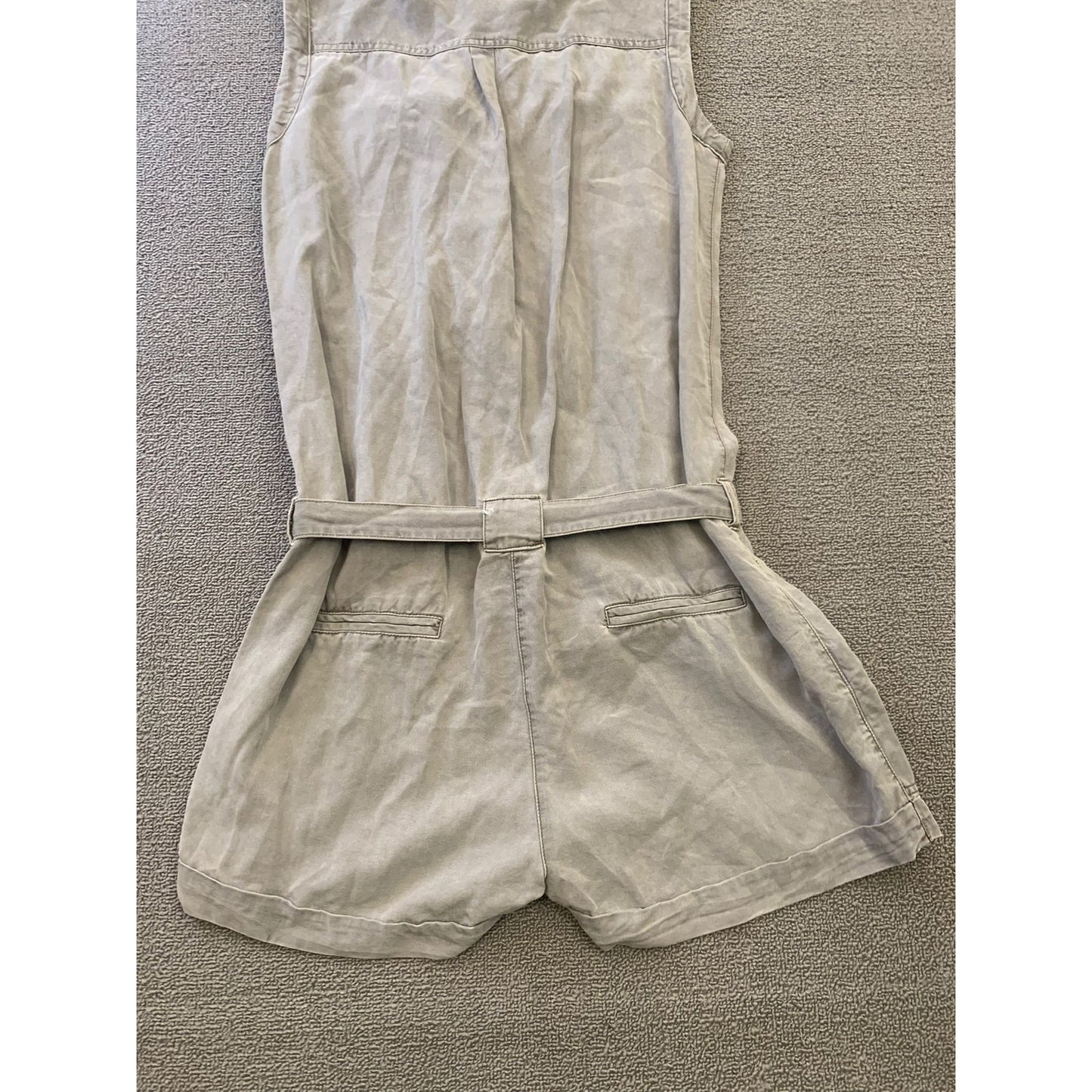 Maison Scotch Women's Small Petite Gray Utility Romper Belted Playsuit
