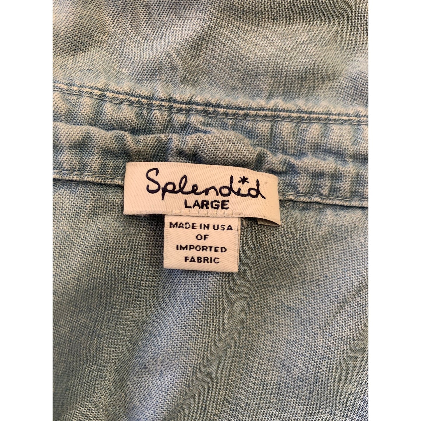 SPLENDID Women Large Blue Denim Button Up Shirt
