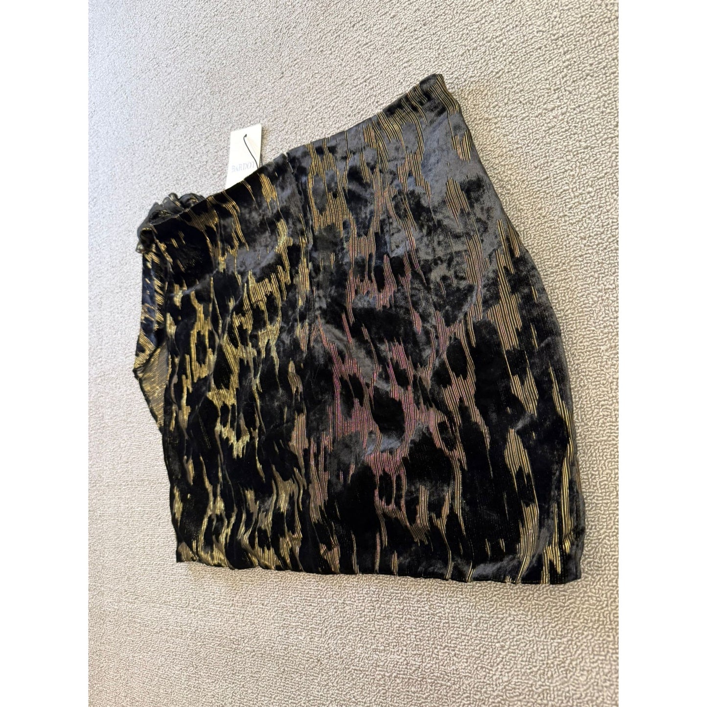 BARDOT Women's Small 6 Black Lurex Leopard Mini Skirt