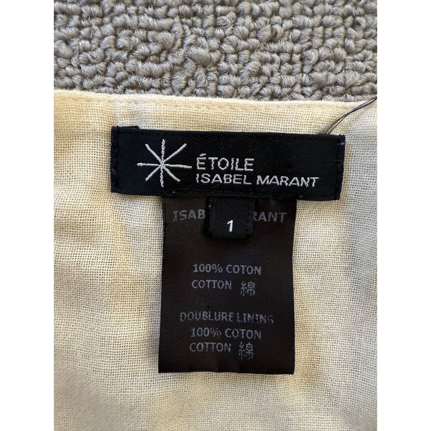 Etoile Isabel Marant Women's Size 1Cream Cotton Blend Ruffle Puff Sleeve Top