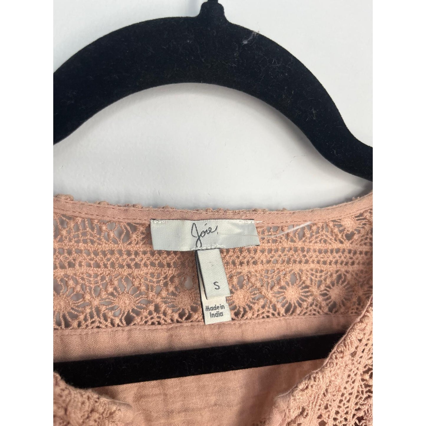 Joie Boho Peasant Blouse Women S Pink Crochet Lace Gauze Cotton Top