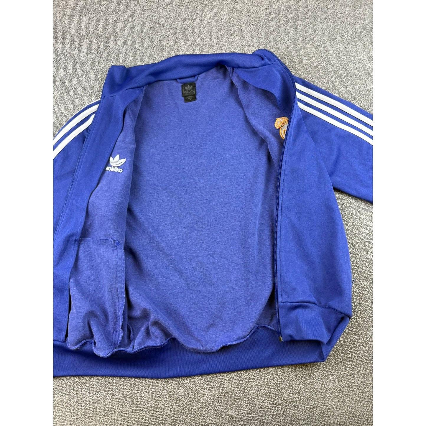 Y2K Adidas Men Small Blue Real Madrid Football Jacket Track Top