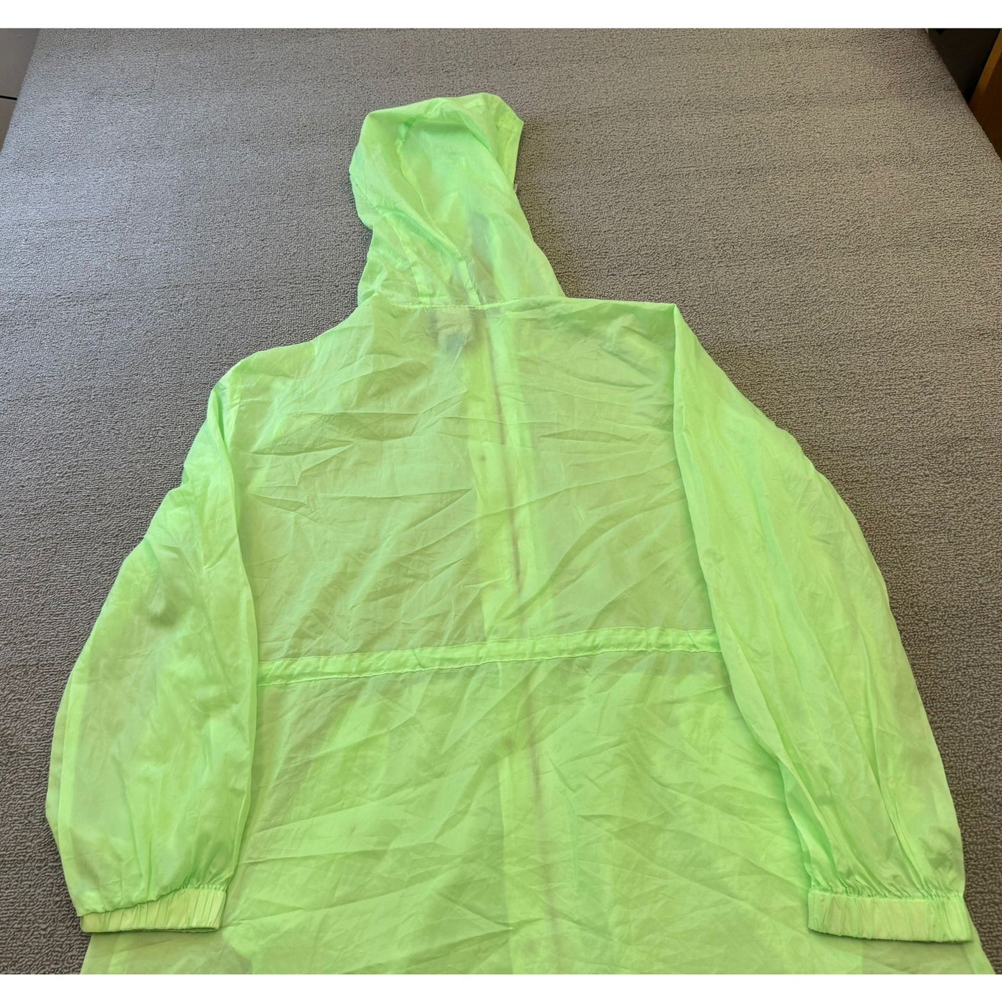 Forever 21 Women's Size S Neon Green Hooded Raincoat Trench Coat