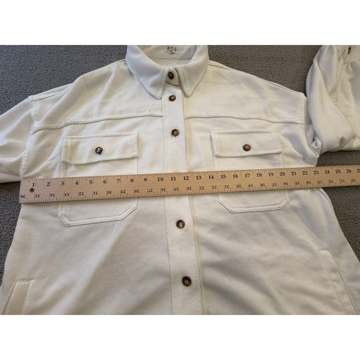 POL Women's Size Medium White Button-Up Shacket Jacket