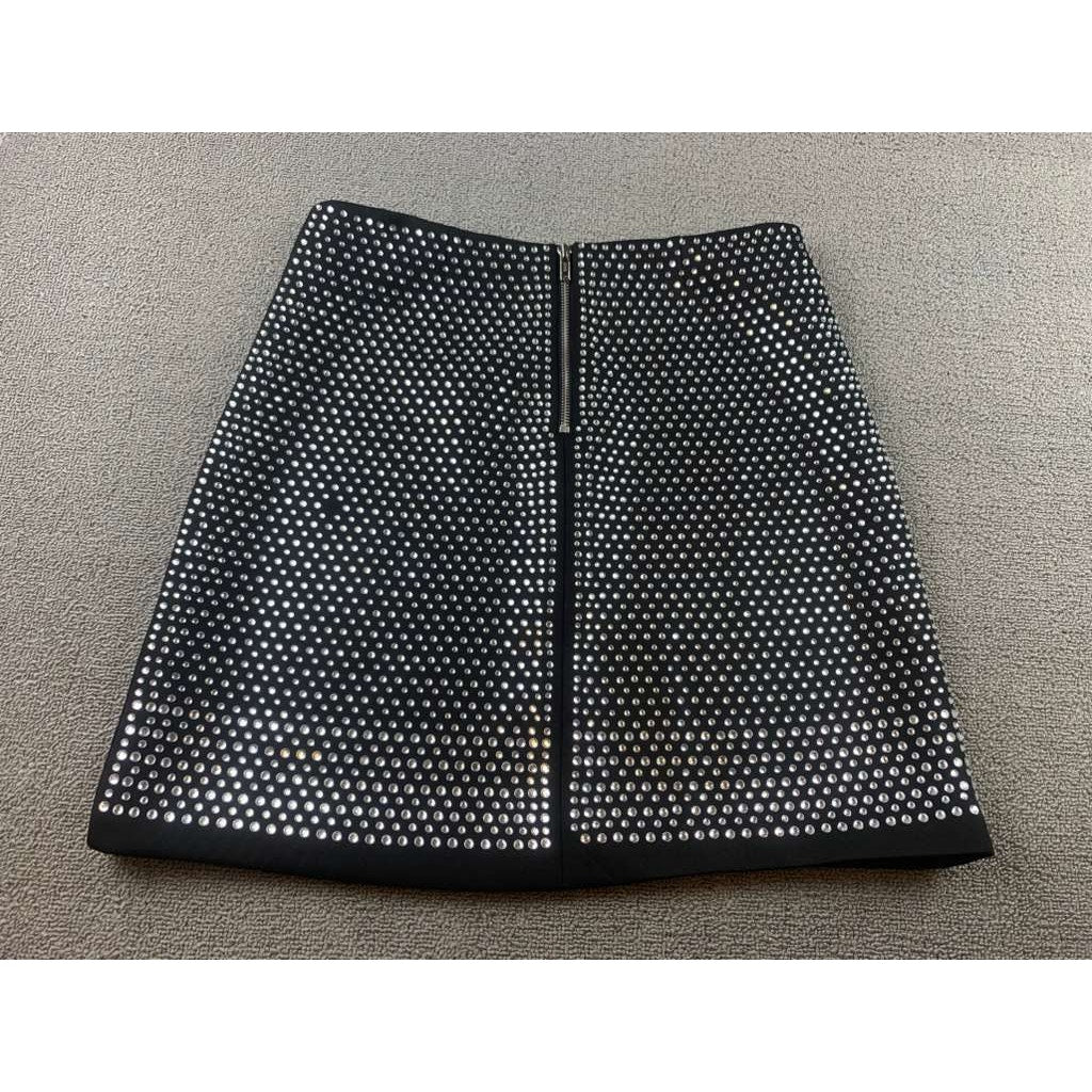 French Connection Women's 10 black Embellished jeweled Mini Skirt Studded