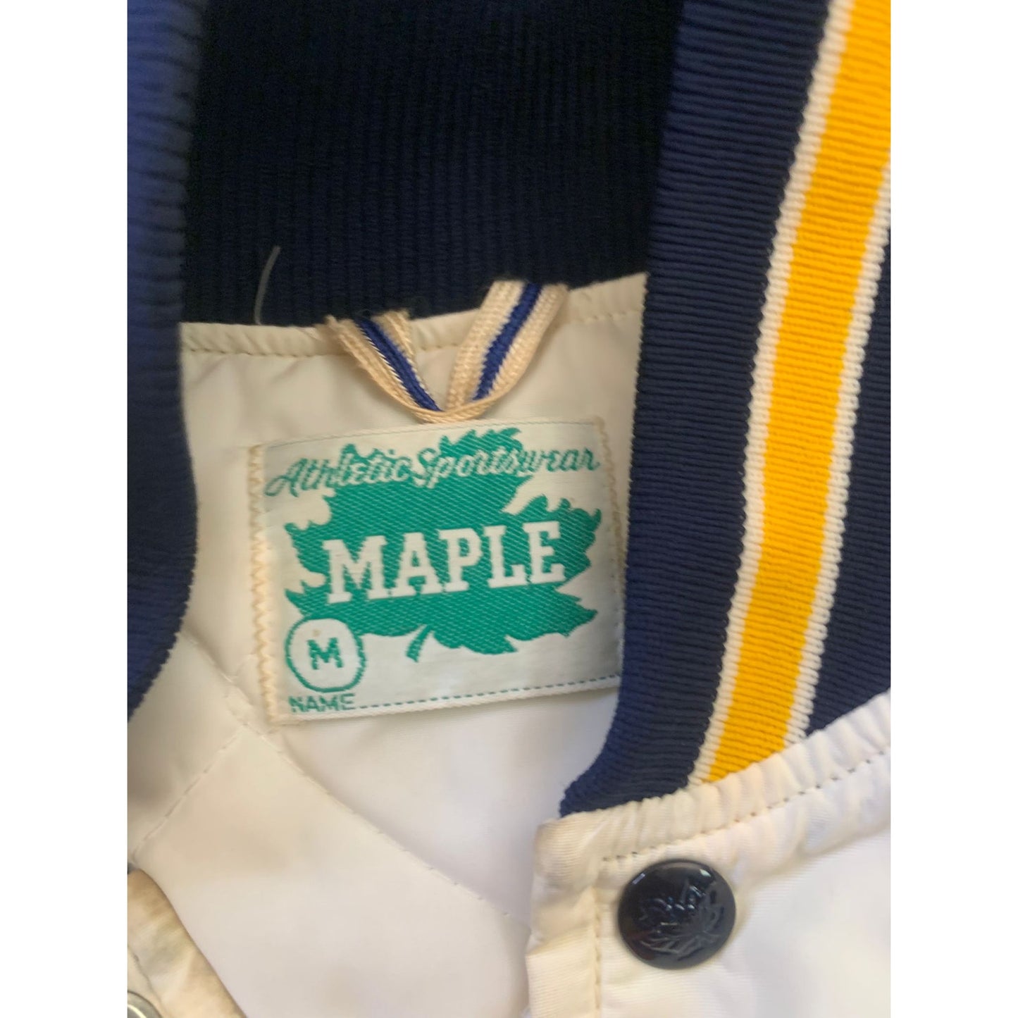 Vintage Maple Men's M White Black Yellow Varsity Jacket Athletic Sportswear