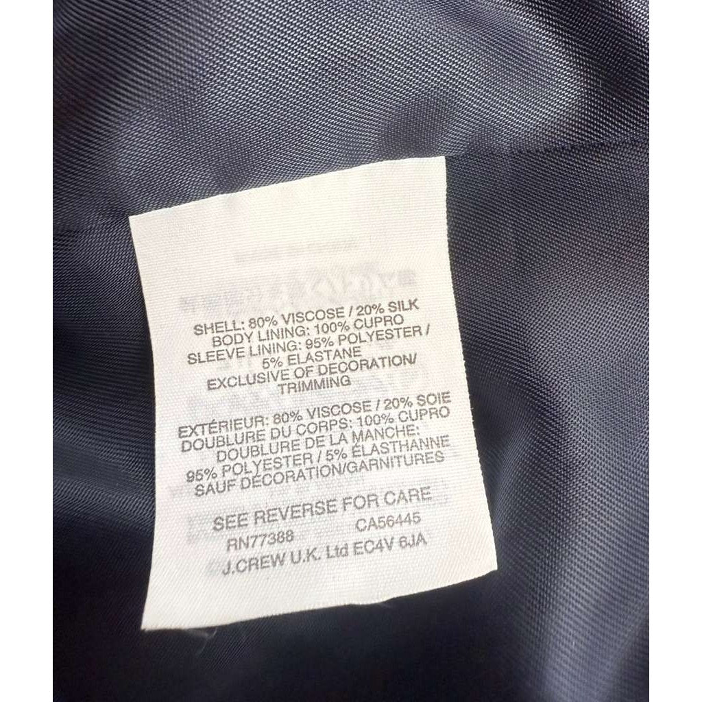 J Crew Collection Blazer Women 2 Silk Blend Grosgrain Double Breasted velvet