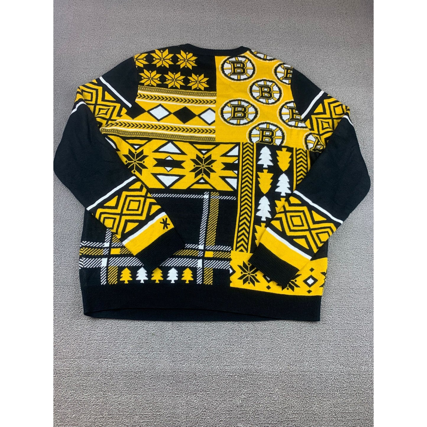 NHL Men's XL Yellow Black Boston Bruins Ugly Christmas Sweater