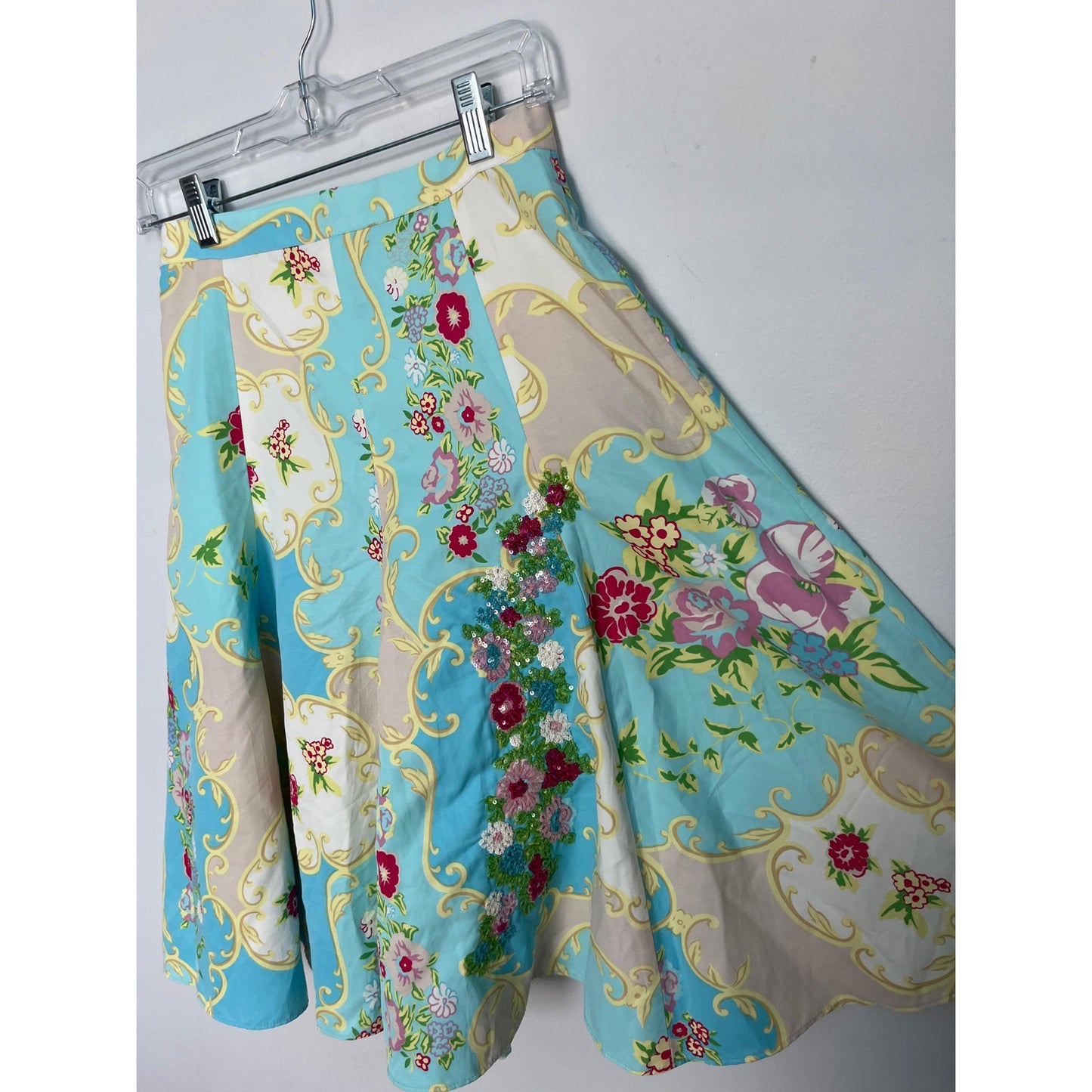 Blumarine Silk Floral Skirt Women IT40 D34 US4 Multicolor Midi Italy Made