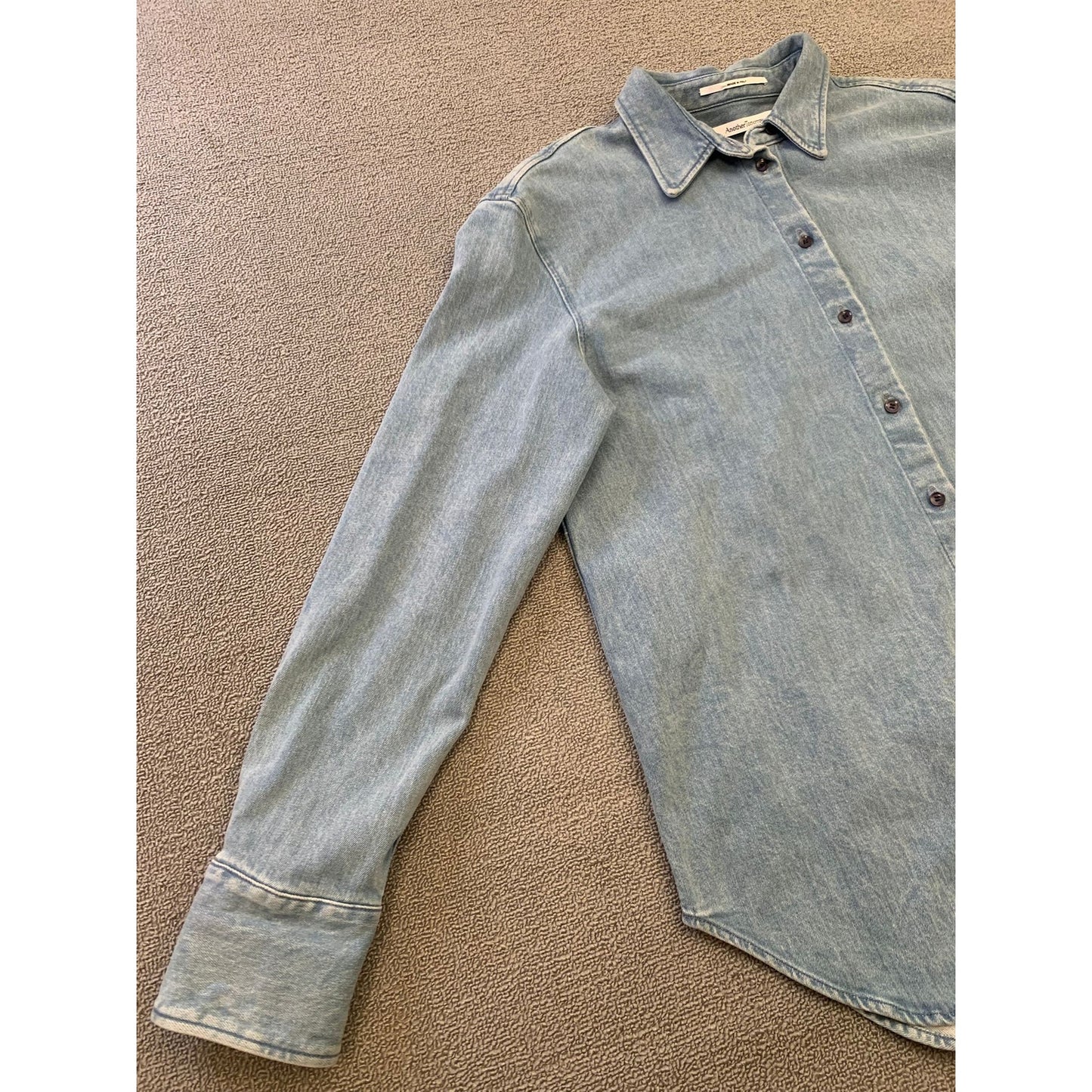 Another Tomorrow Women's Large Light Blue Italian Denim Shirt