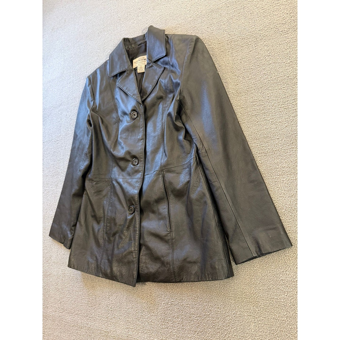 Sonoma Jean Company Small Women's Black Leather Jacket Zipper Closure