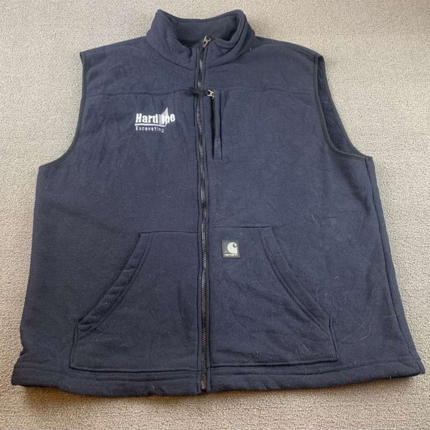 Carhartt Men's Size XXL Dark Blue Fleece Vest Full Zip Workwear Pocket