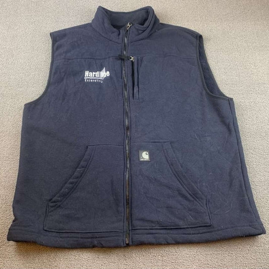 Carhartt Men's Size XXL Dark Blue Fleece Vest Full Zip Workwear Pocket