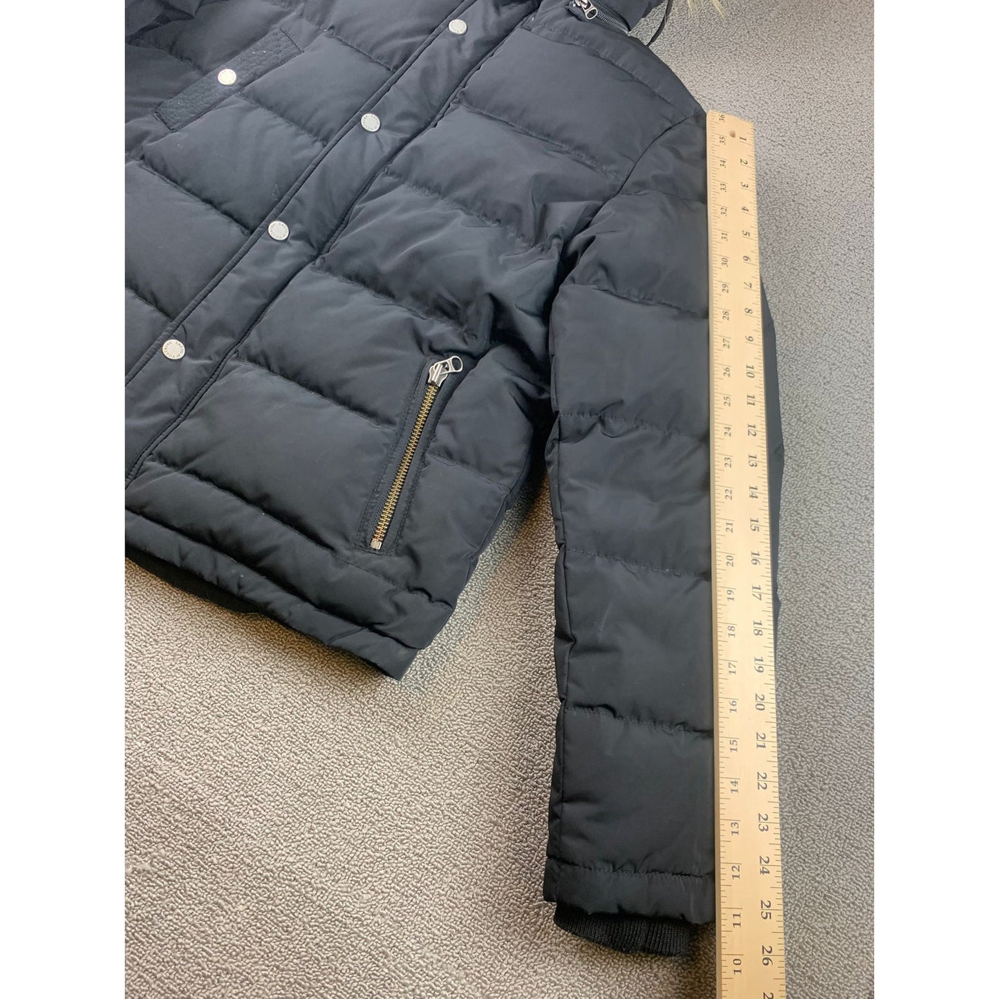 Zadig & Voltaire Katy Down Parka Women L Black Raccoon Fur Hood 80/20 Duck Down
