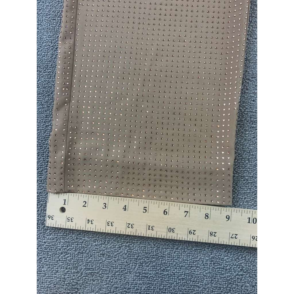 Reiss Size 6 Beige Arielle Embellished Wide Leg Pants Rhinestone Buckle Waist