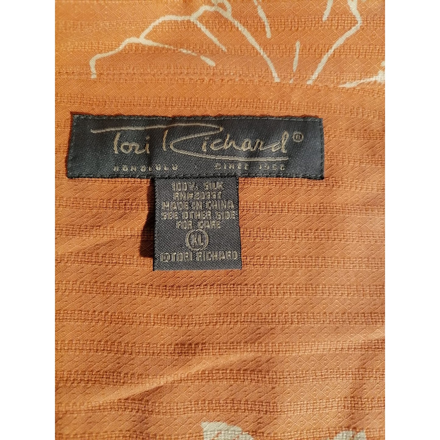 Tori Richard Honolulu Orange Floral Resort Shirt Men XL Silk