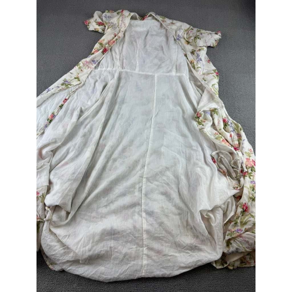 Denim And Supply Ralph Lauren Dress Women M White Cotton Floral Print Ruffle Hem