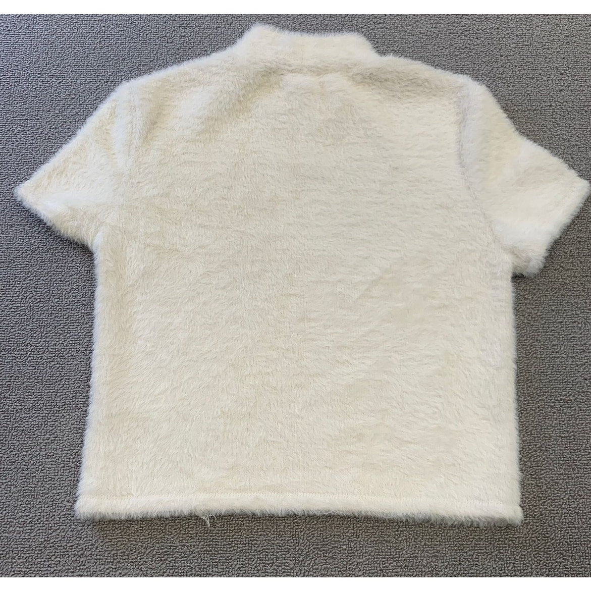 Zara Women's Medium White Pearl Embellished Short Sleeve Fluffy Top