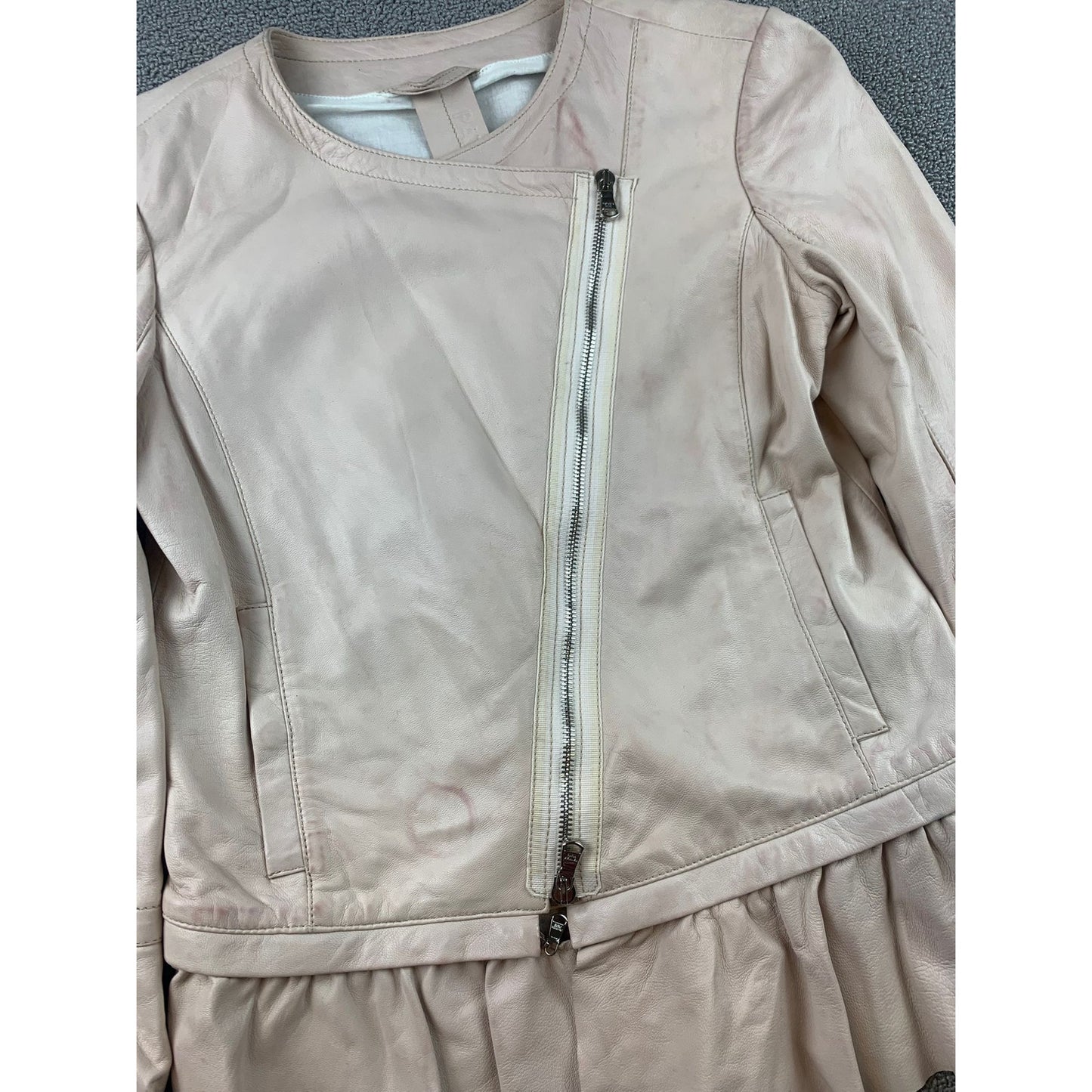 Y2K Patrizia Pepe Women Size 42 Pink Leather Jacket Genuine Sheepskin