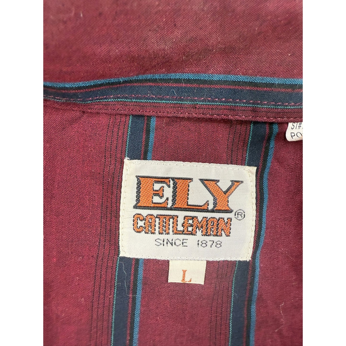 Vintage Ely Catleman Men Western Wear Pearl Snap Shirt Short Sleeve Large Stripe