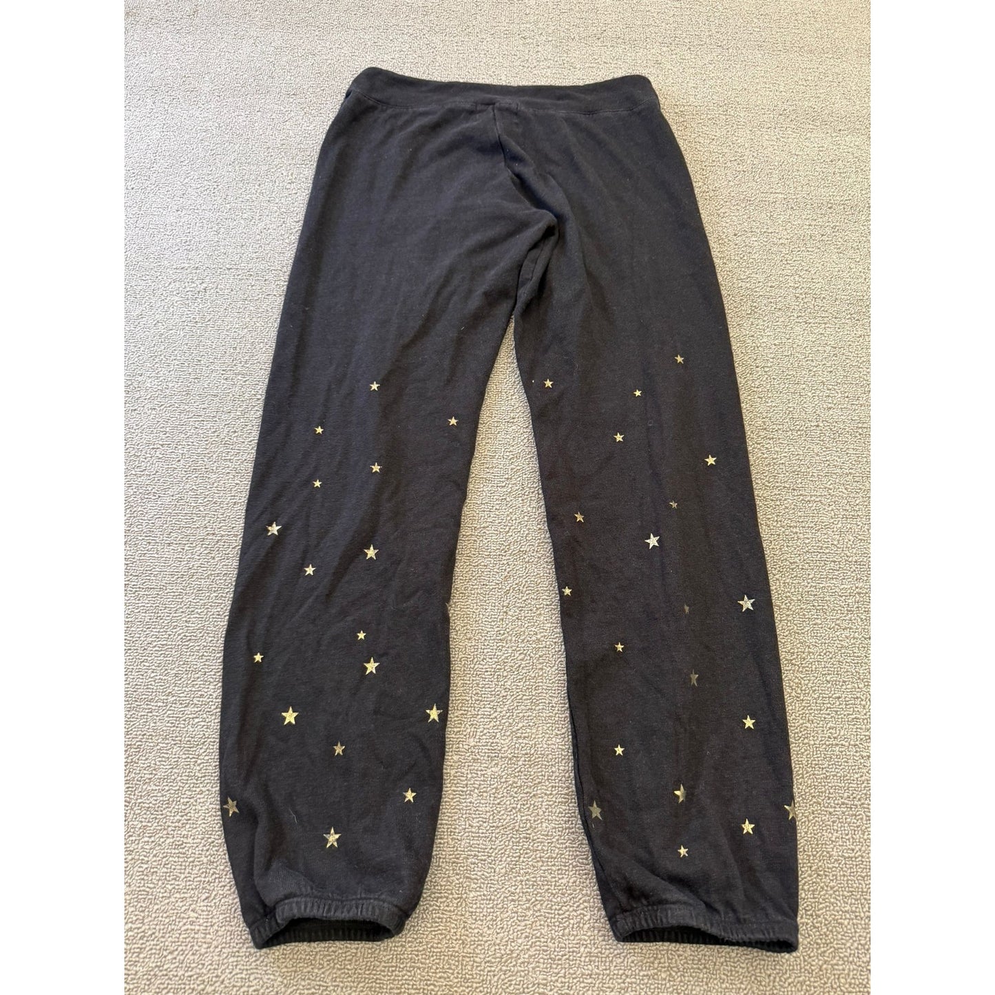 Monrow Women's XS Black Joggers Gold Star Print Sweat Pants