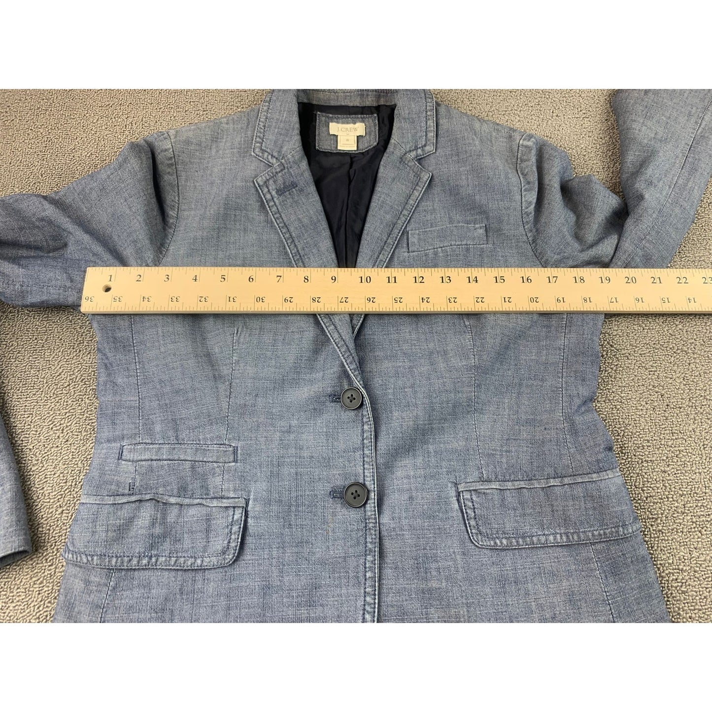J.Crew Schoolboy Womens Jacket Size 8 Blue 100% Cotton Pockets Front Buttons