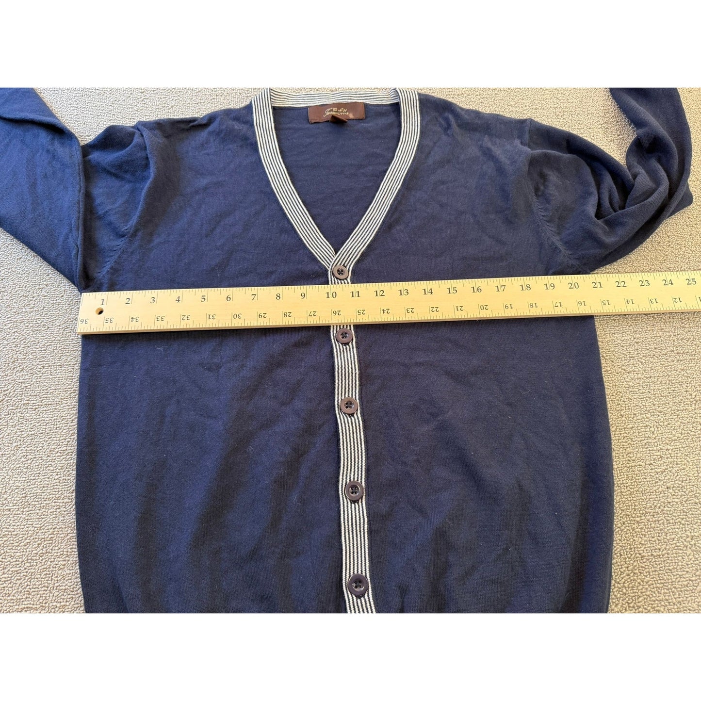 Tasso Elba Large Mens Navy Supima Cotton Striped Cardigan