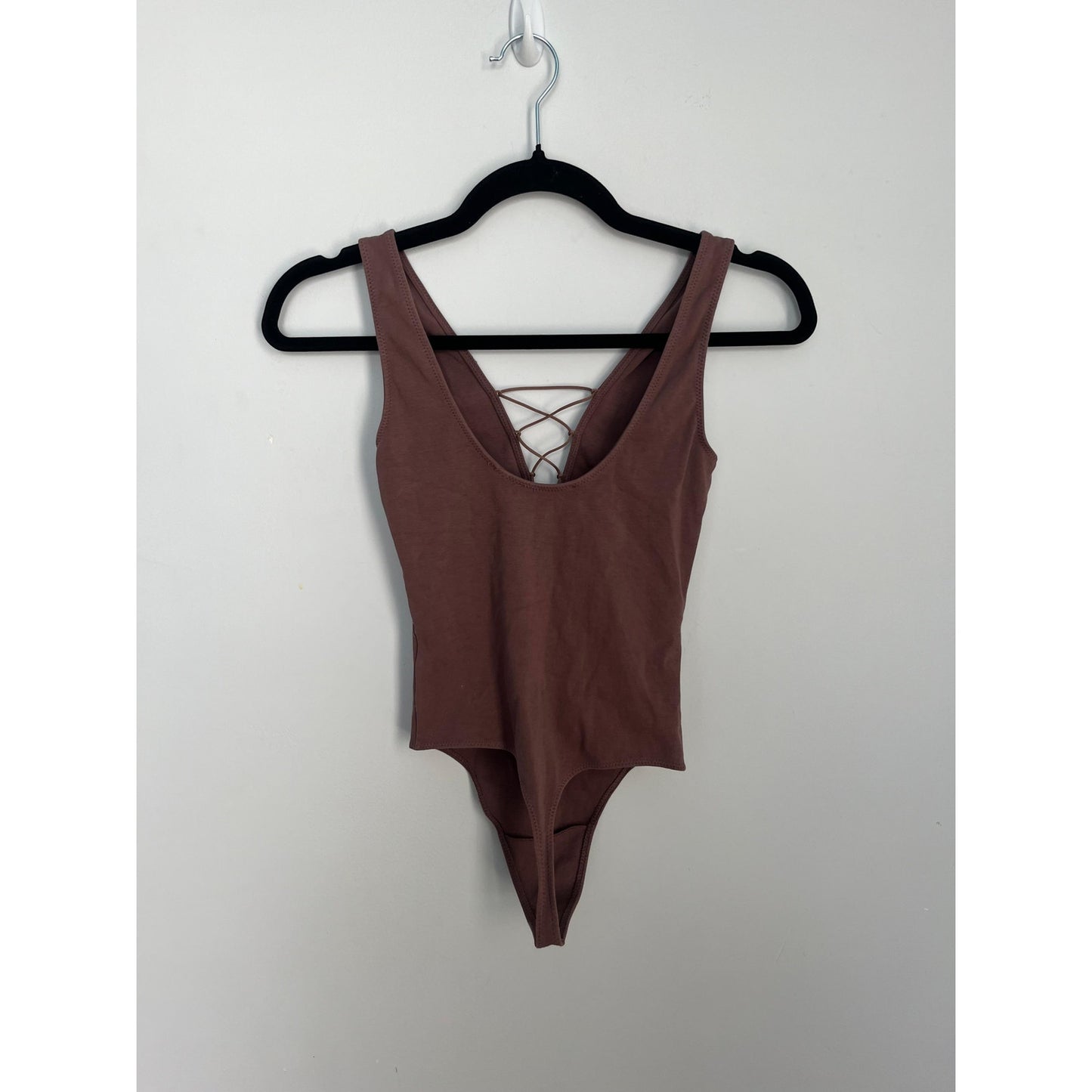 Wilfred Free Bodysuit Women XS Mauve Stretch Ribbed Open Back