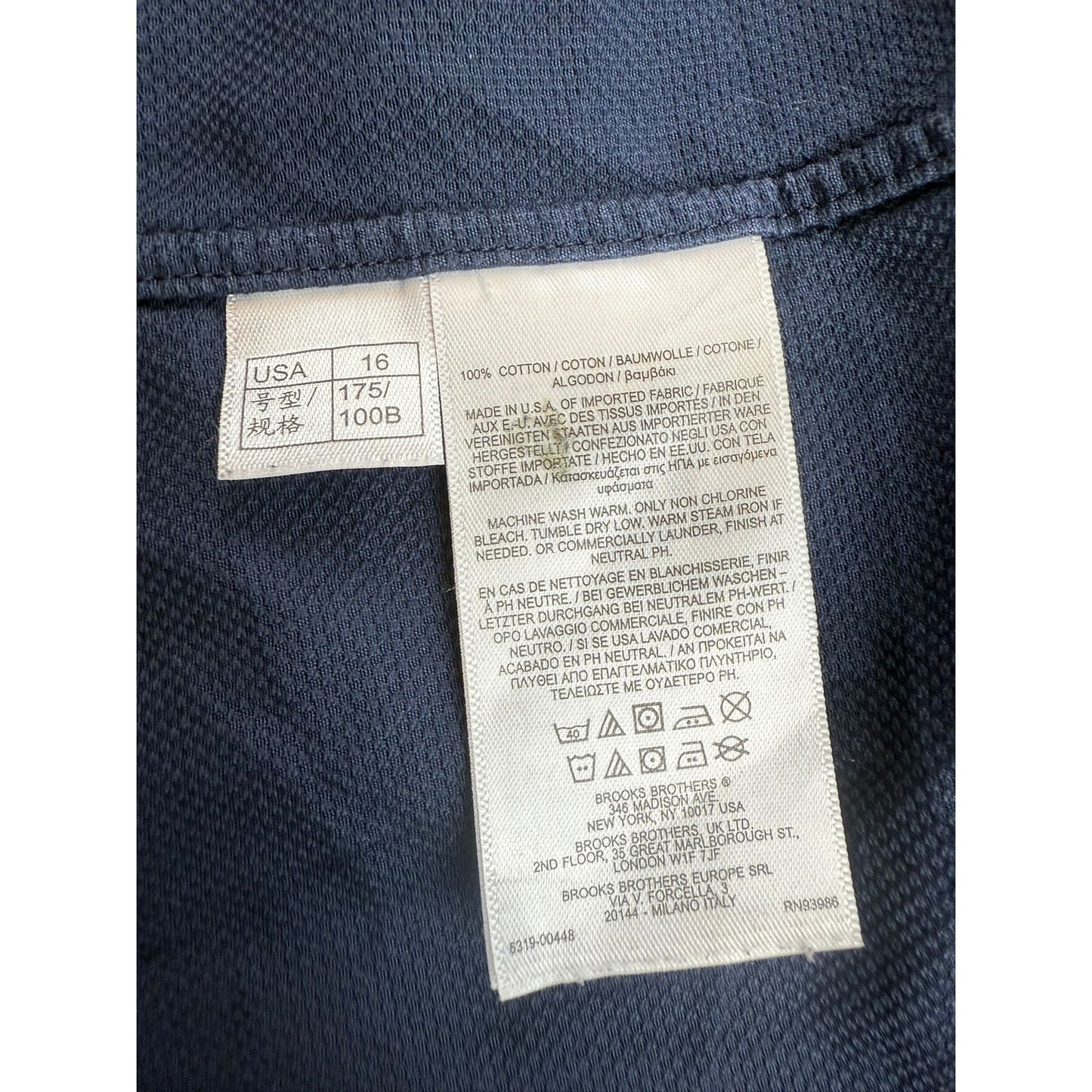 Brooks Brothers Milano Dress Shirt Men's 16-33 Navy Italian Fabric Made in USA