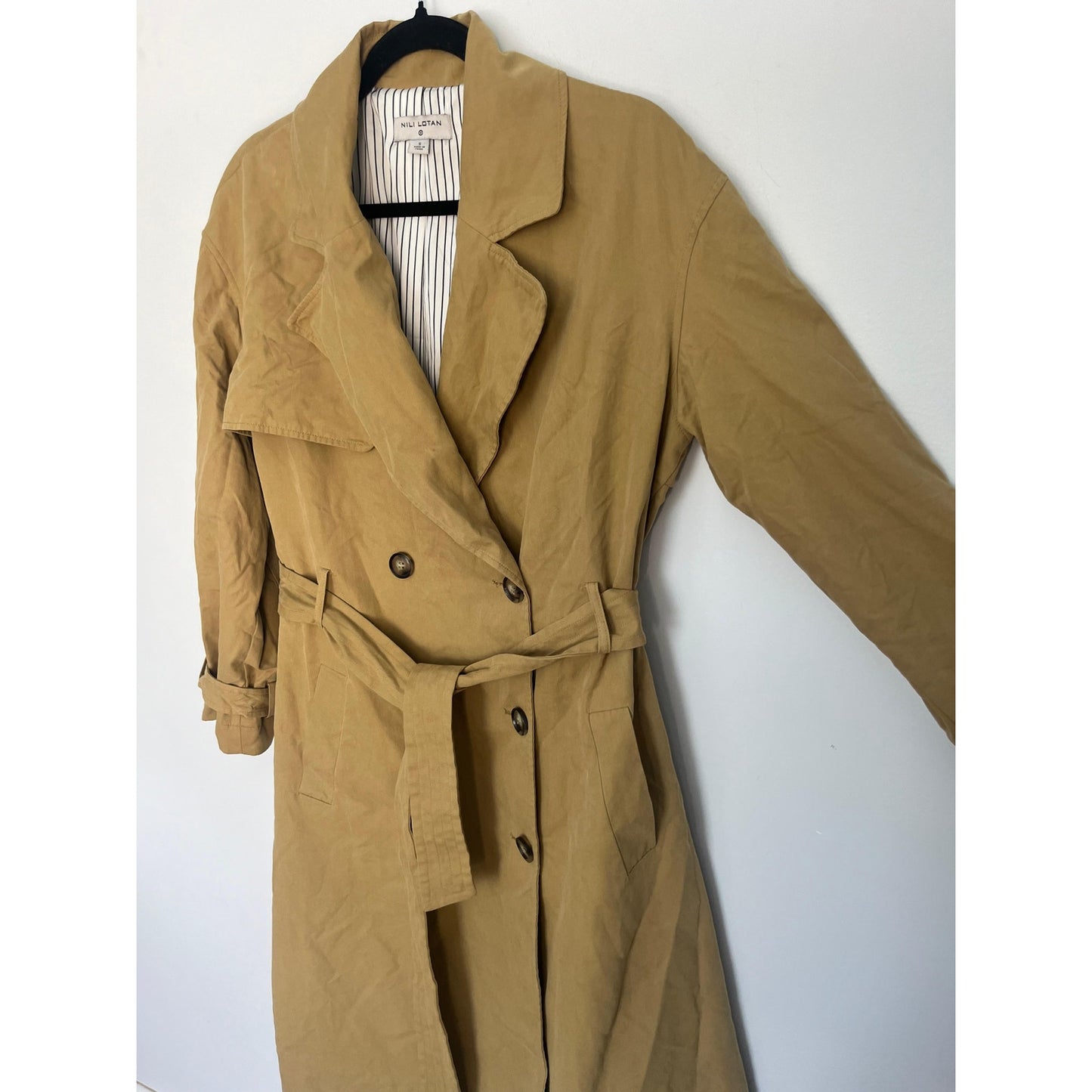 Nili Lotan Trench Coat Women S Tan Belted Cotton Double Breasted Lined