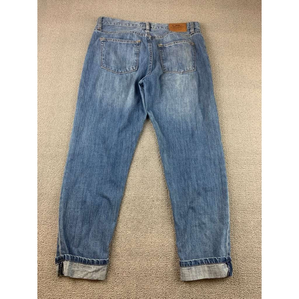 LRL Lauren Jeans Co Women 6 Light Wash Relaxed Boyfriend Jeans Cuffed Denim
