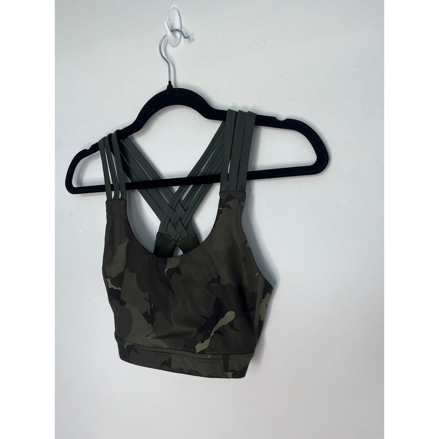 Alo Yoga Crossback Camo Sports Bra Women One Size Strappy Activewear Gym Top
