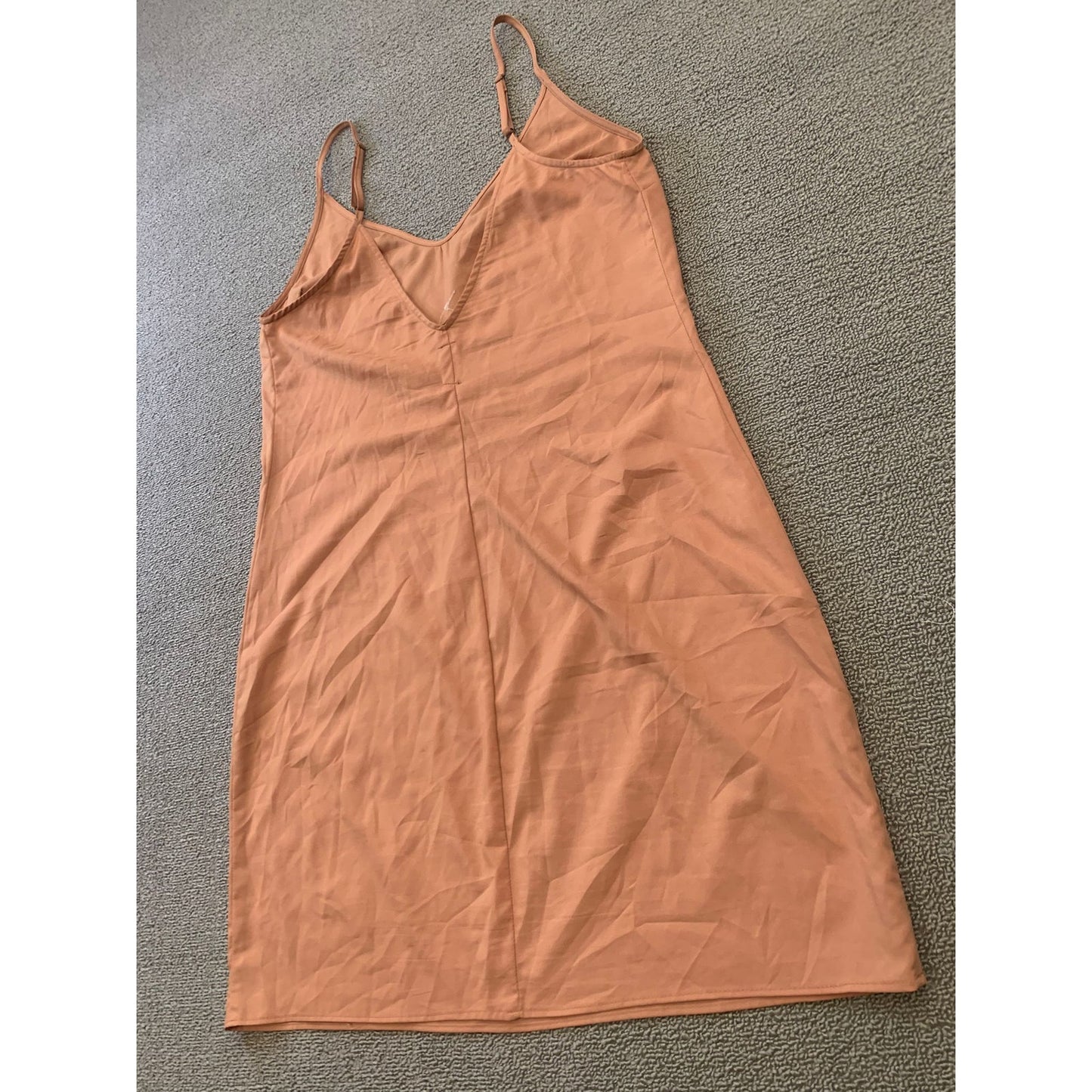 Staud Women's L Peach Orange V-Neck Slip Dress Adjustable Straps