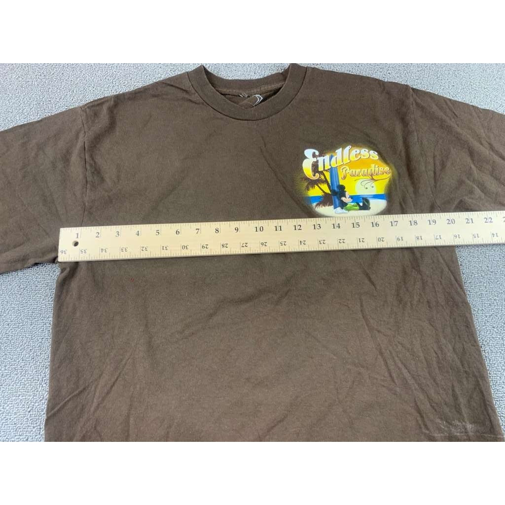 Disney Men's Size Large Brown Endless Paradise Mickey Mouse Graphic Graphic Tee