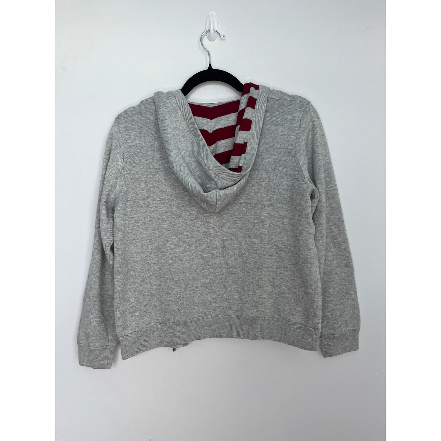 Lacoste Zip Hoodie Teen/Boy Size 12 Grey Red Cropped Cotton Blend Lightweight