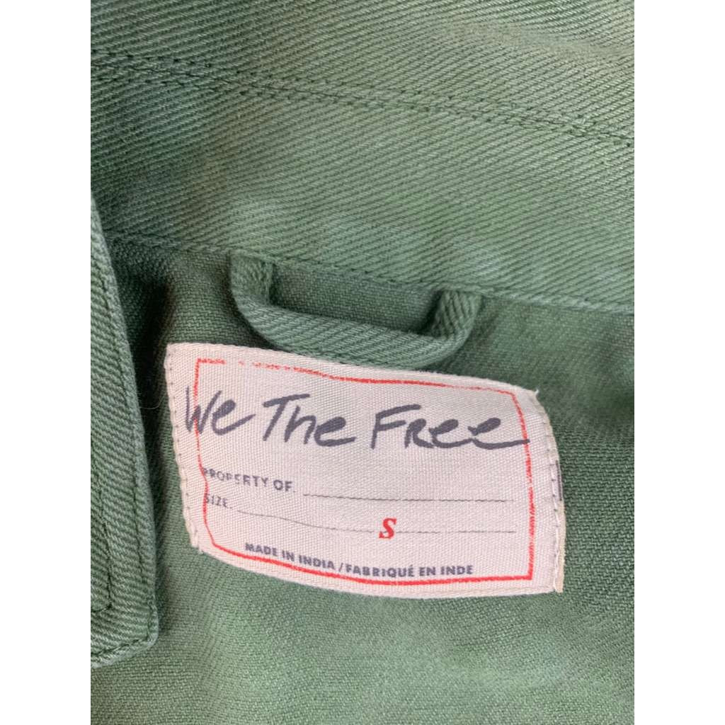 We The Free Women S Green Utility Chore Jacket Button Front Pockets 100% Cotton