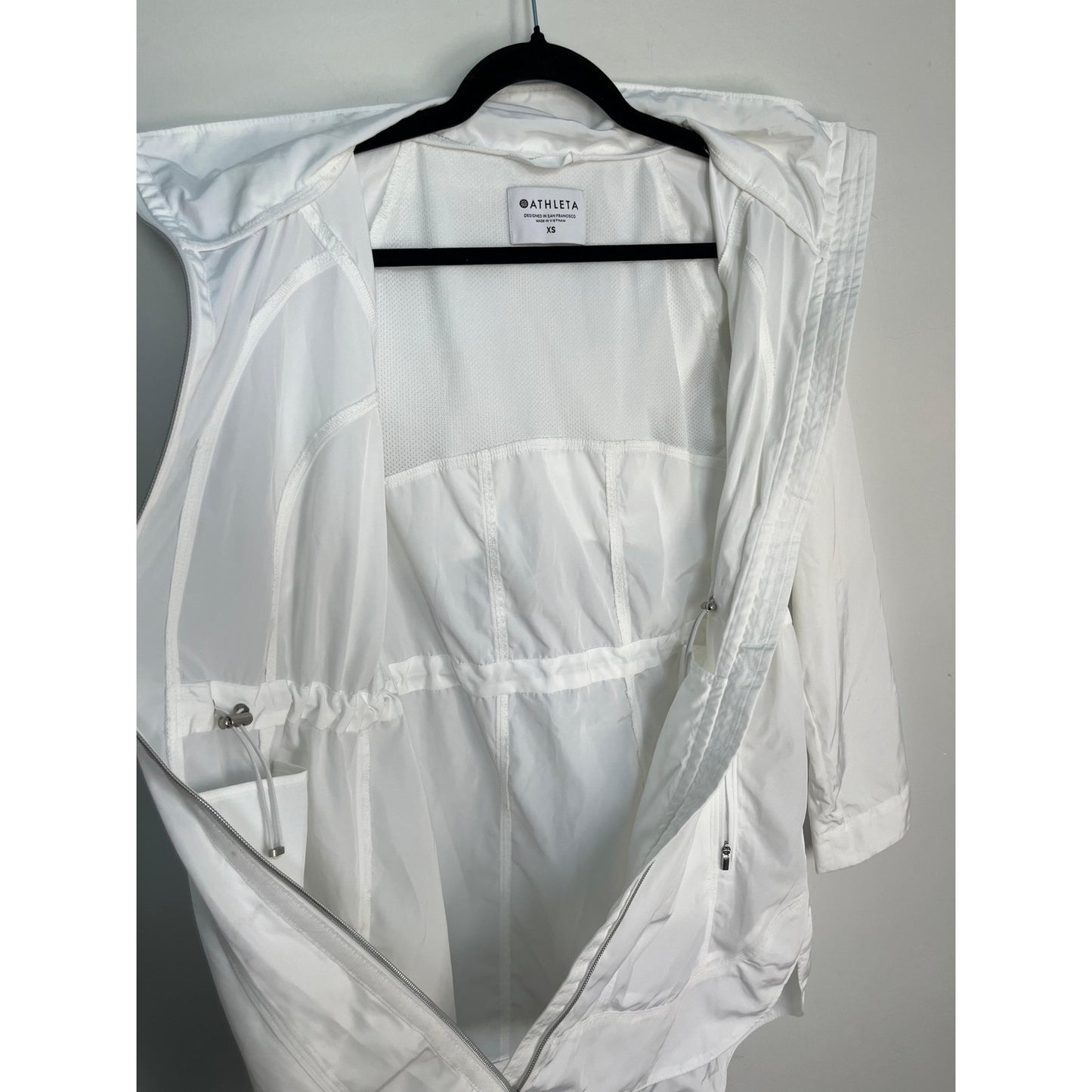 Athleta Lightweight Hooded Zip Jacket Women XS White Activewear Spring Coat