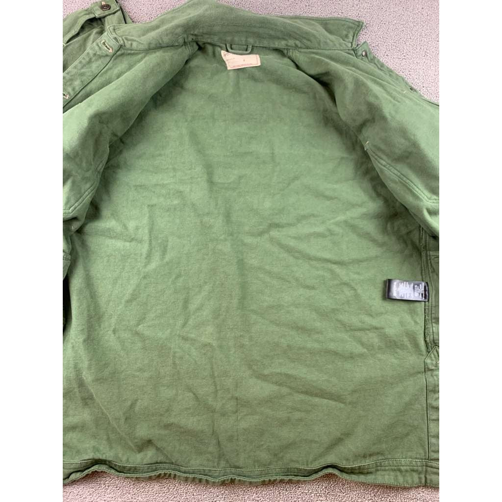 We The Free Women S Green Utility Chore Jacket Button Front Pockets 100% Cotton