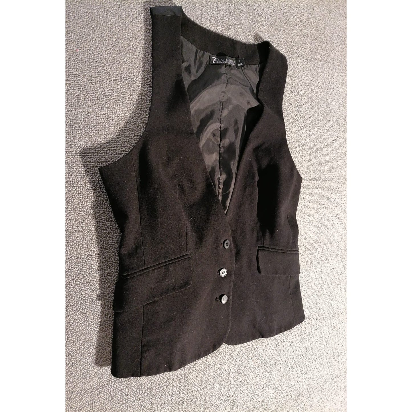 7th AVENUE DESIGN STUDIO 6 Female N Y & Co Black Workwear Button Front Vest