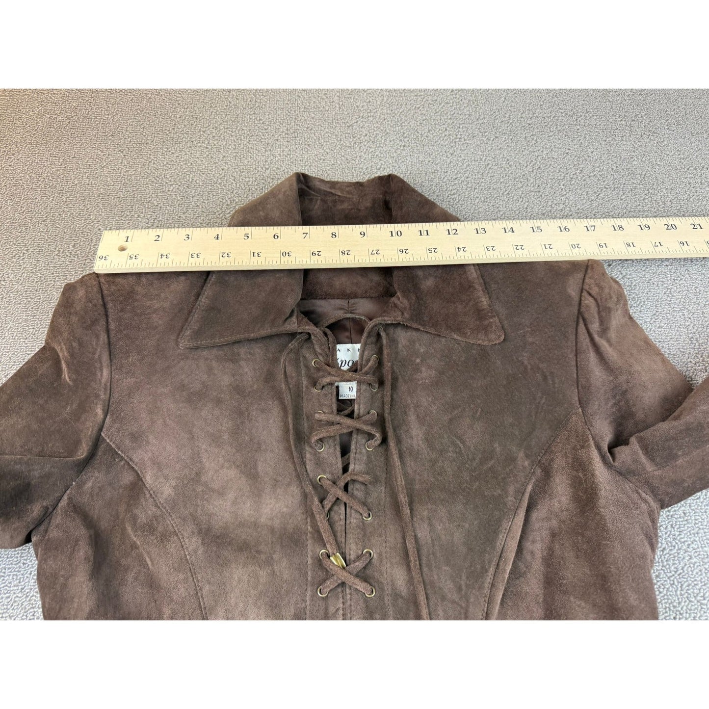 Vintage Vakko Women's Size 10 Brown Suede Lace Up Front Dress