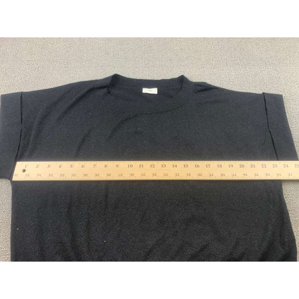 An'ge Women S/M Black Sweater Folded Short Sleeve Dolman Pullover Rib Hem Ange